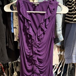 Express Deep Purple Ruffled Top